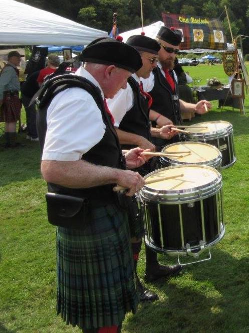 The snare drummers of the Highland Light performing in the higland games in Vermont.