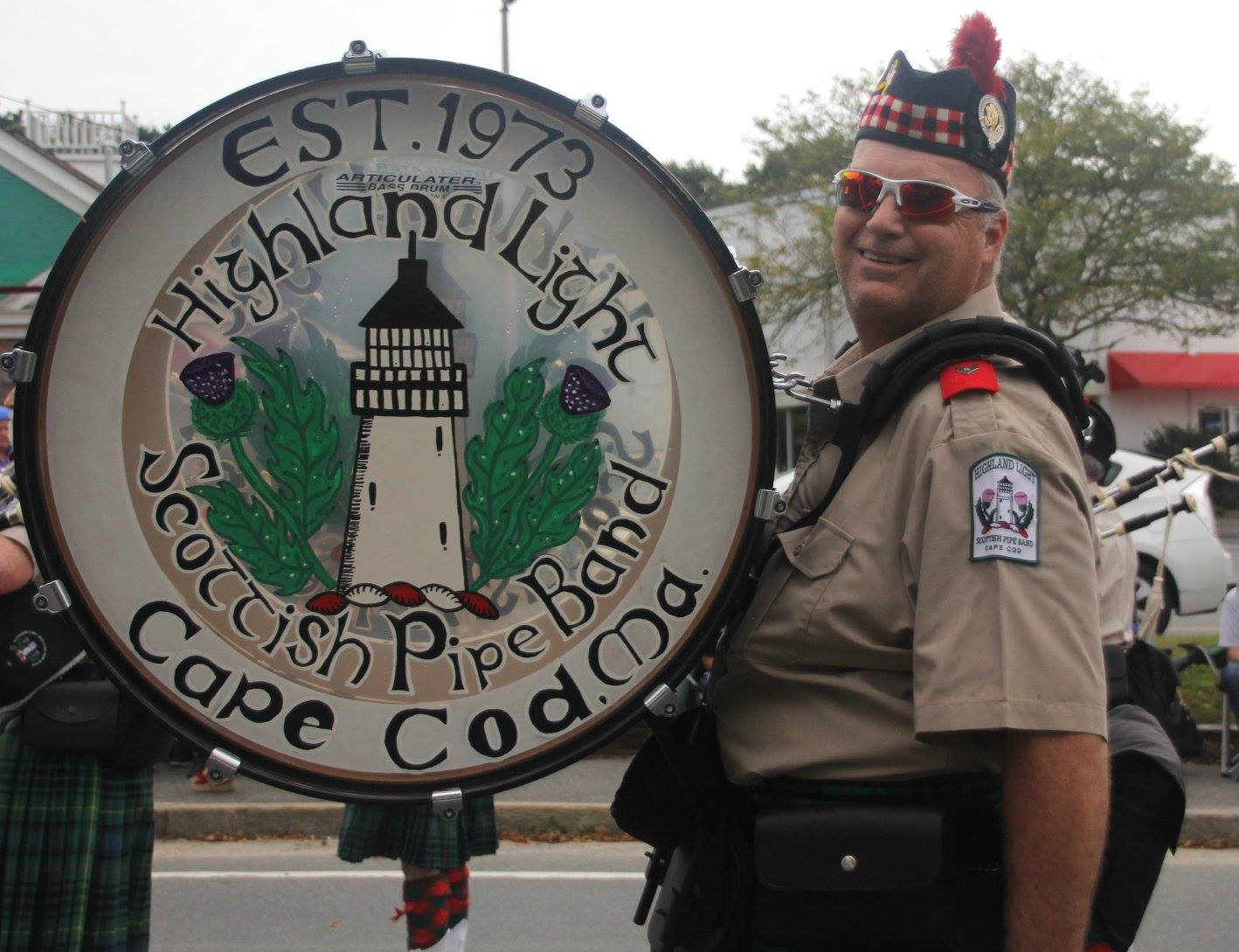 Plymouth native, Mark Pasquantonio playing the bass drum with the band